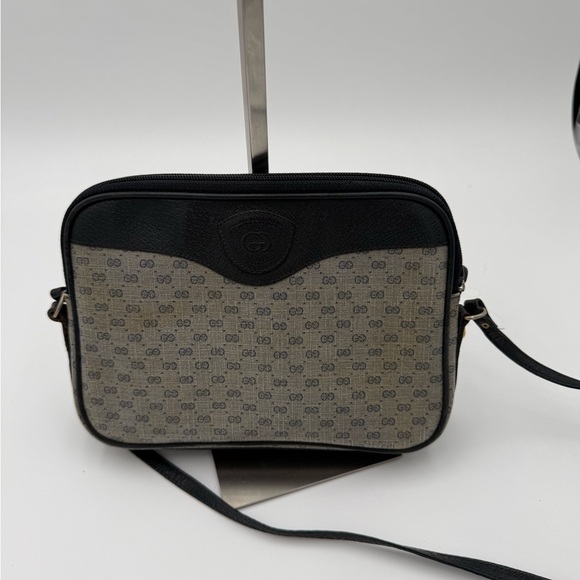 Gucci Handbags - Gucci Gray Monogram Crossbody with Navy Trim